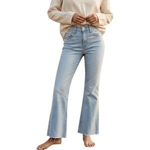 LEVI'S 726 Flare Jeans Womens 26 Light Wash High Rise Raw Hem